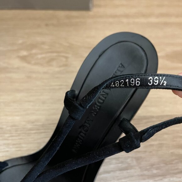 Alexander McQueen Suede Cutout Accent T-Strap Sandals  39.5 US 9.5 (fits small) - Picture 7 of 12
